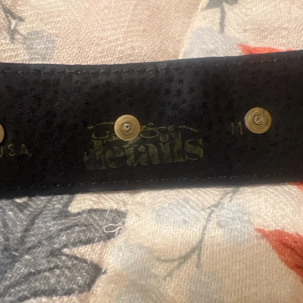 Vintage By George Details Brass Geometric Black Suede Belt EUC Size M 34
